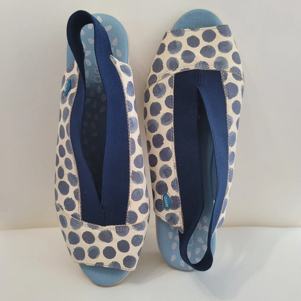 Cloud Caliber Tupai Blue Slingback Leather Sandal Women's sizes 37